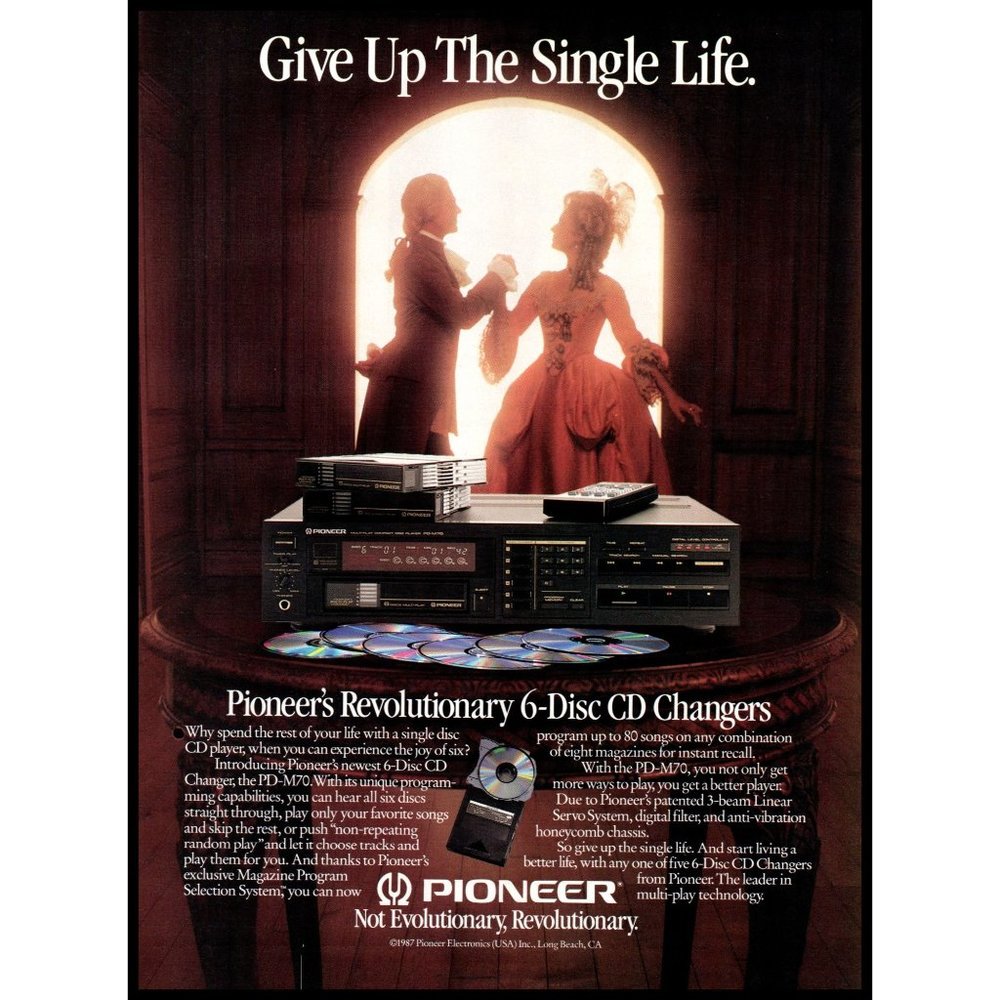 1987 Pioneer PD-M70 CD Changer Vintage Print Ad Audiophile Wall Art Photo